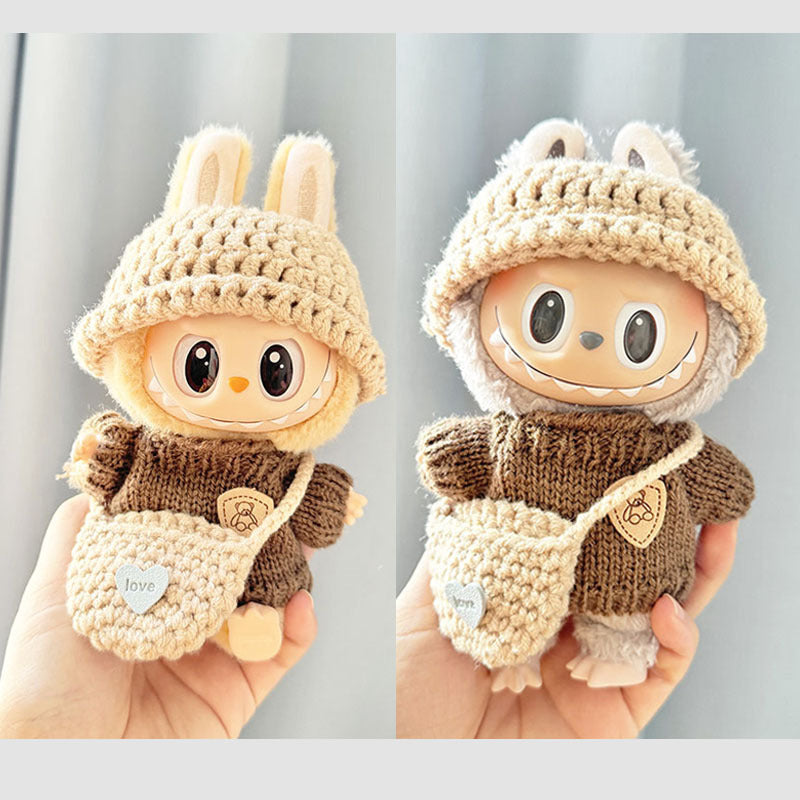 Clothes for Labubu (NO Doll) , Handcrafted Crochet Set for Labubu Clothes 15cm/17cm Doll, Premium Doll Outfit with Accessories, Stylish Doll Clothes for Labubu Accessories, 1PC