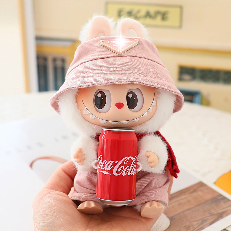 Clothes for Labubu (No Doll), 2-Piece Set Doll Clothes 15cm/17cm Doll Outfits Cute Accessories for Doll Includes Doll Hat+Bib Pants Clothes Set