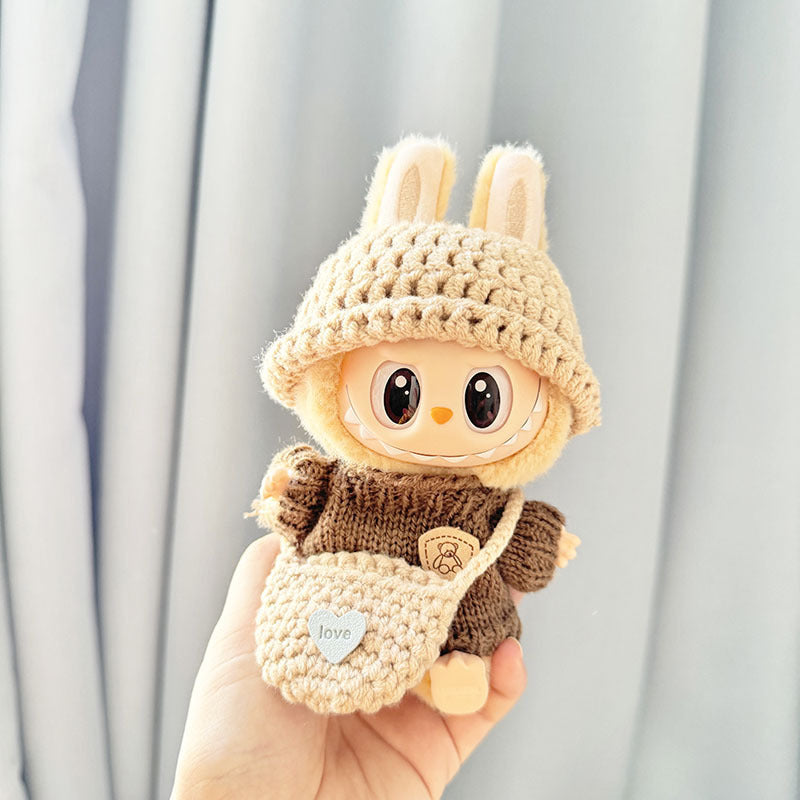 Clothes for Labubu (NO Doll) , Handcrafted Crochet Set for Labubu Clothes 15cm/17cm Doll, Premium Doll Outfit with Accessories, Stylish Doll Clothes for Labubu Accessories, 1PC