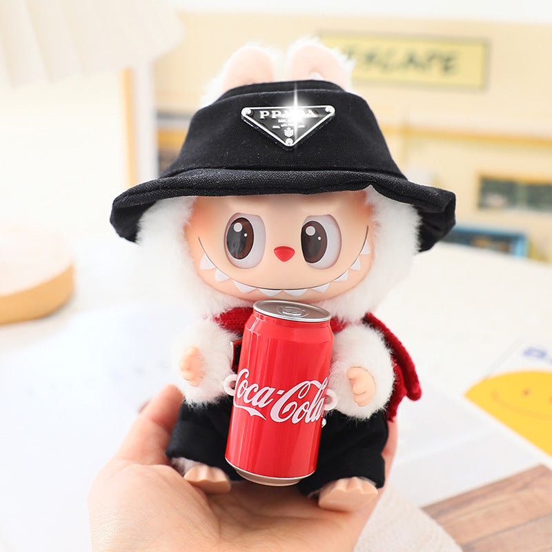 Clothes for Labubu (No Doll), 2-Piece Set Doll Clothes 15cm/17cm Doll Outfits Cute Accessories for Doll Includes Doll Hat+Bib Pants Clothes Set