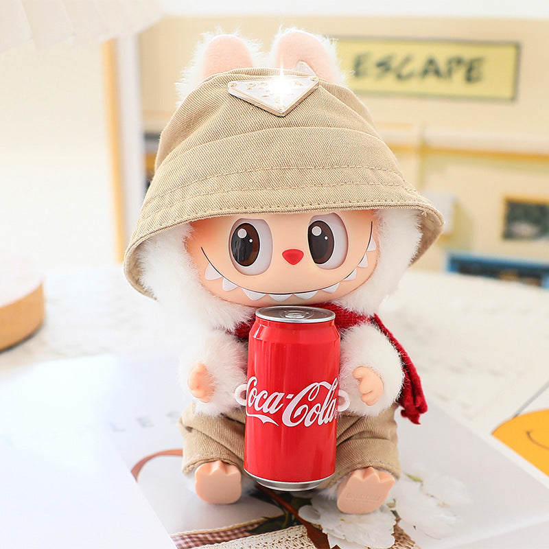 Clothes for Labubu (No Doll), 2-Piece Set Doll Clothes 15cm/17cm Doll Outfits Cute Accessories for Doll Includes Doll Hat+Bib Pants Clothes Set