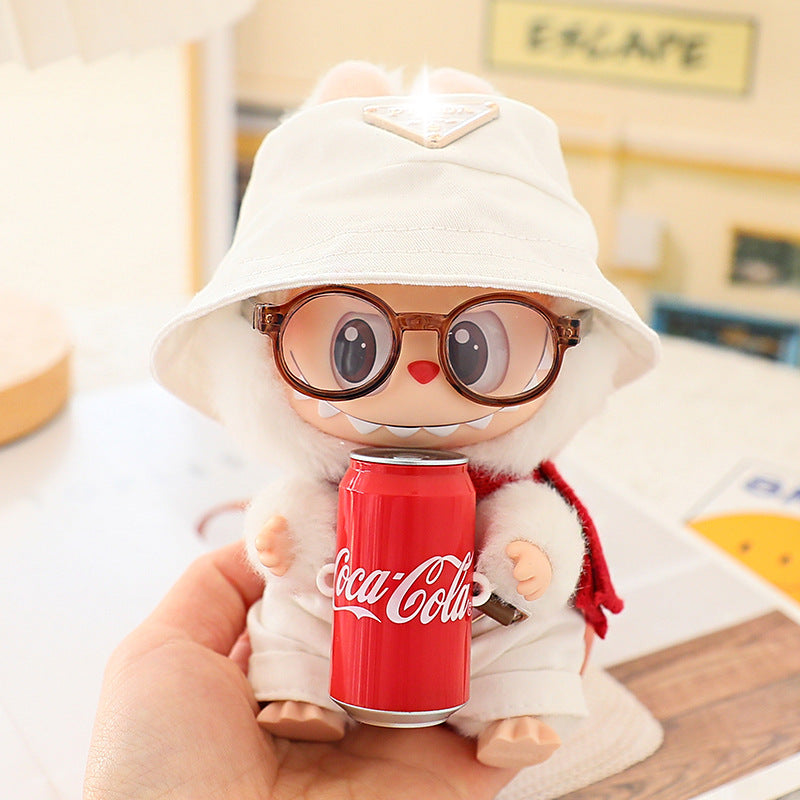 Clothes for Labubu (No Doll), 3-Piece Set Doll Clothes 15cm/17cm Doll Outfits Cute Accessories for Doll Includes Doll Hat+Glasses+Bib Pants Clothes Set