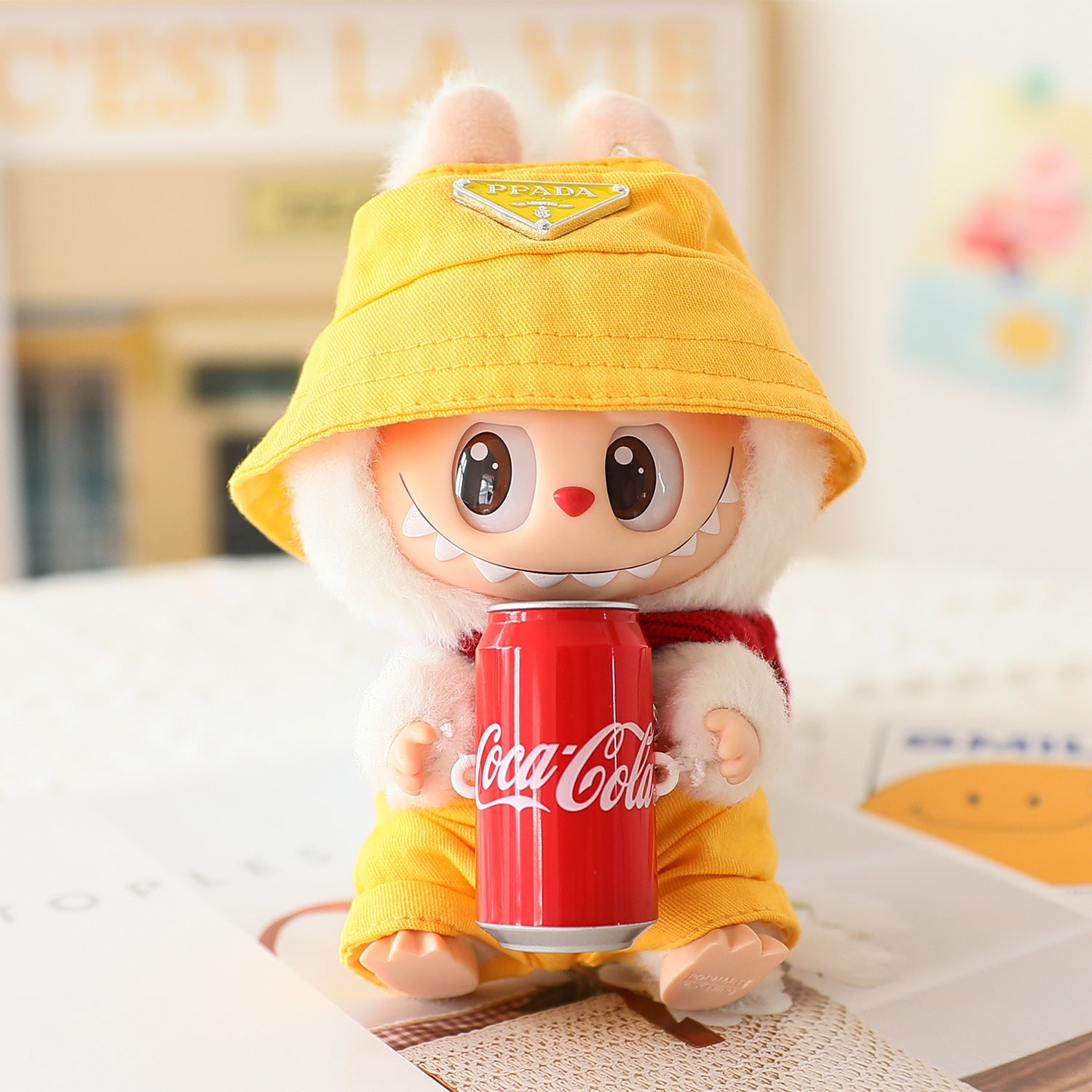 Clothes for Labubu (No Doll), 2-Piece Set Doll Clothes 15cm/17cm Doll Outfits Cute Accessories for Doll Includes Doll Hat+Bib Pants Clothes Set