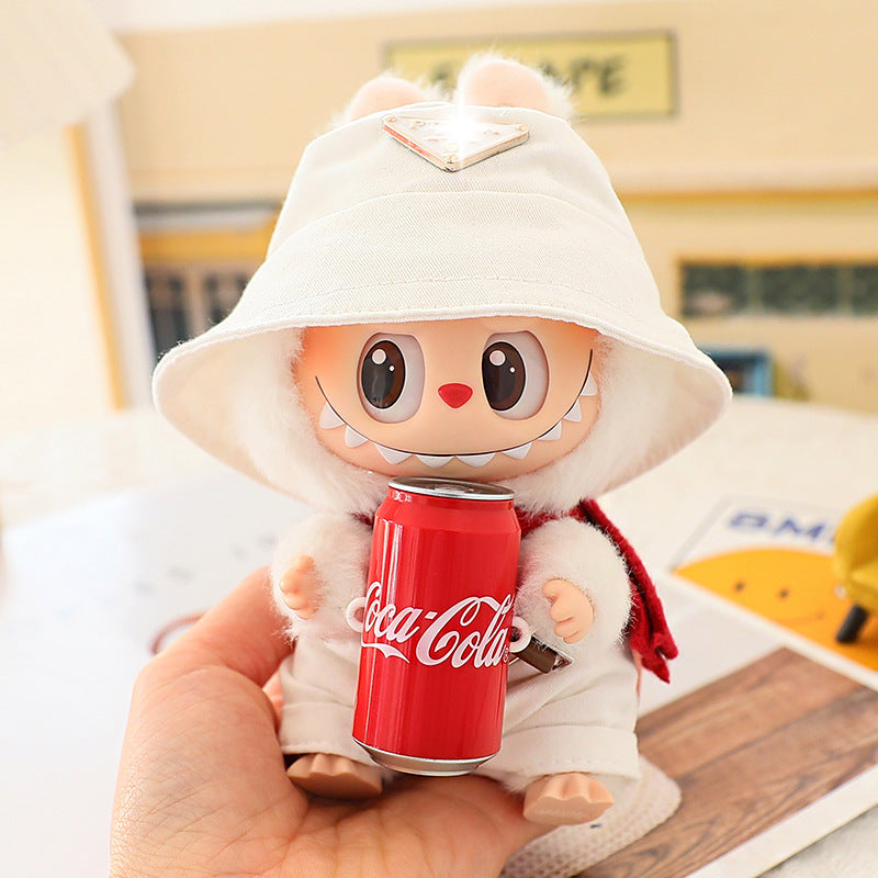 Clothes for Labubu (No Doll), 2-Piece Set Doll Clothes 15cm/17cm Doll Outfits Cute Accessories for Doll Includes Doll Hat+Bib Pants Clothes Set