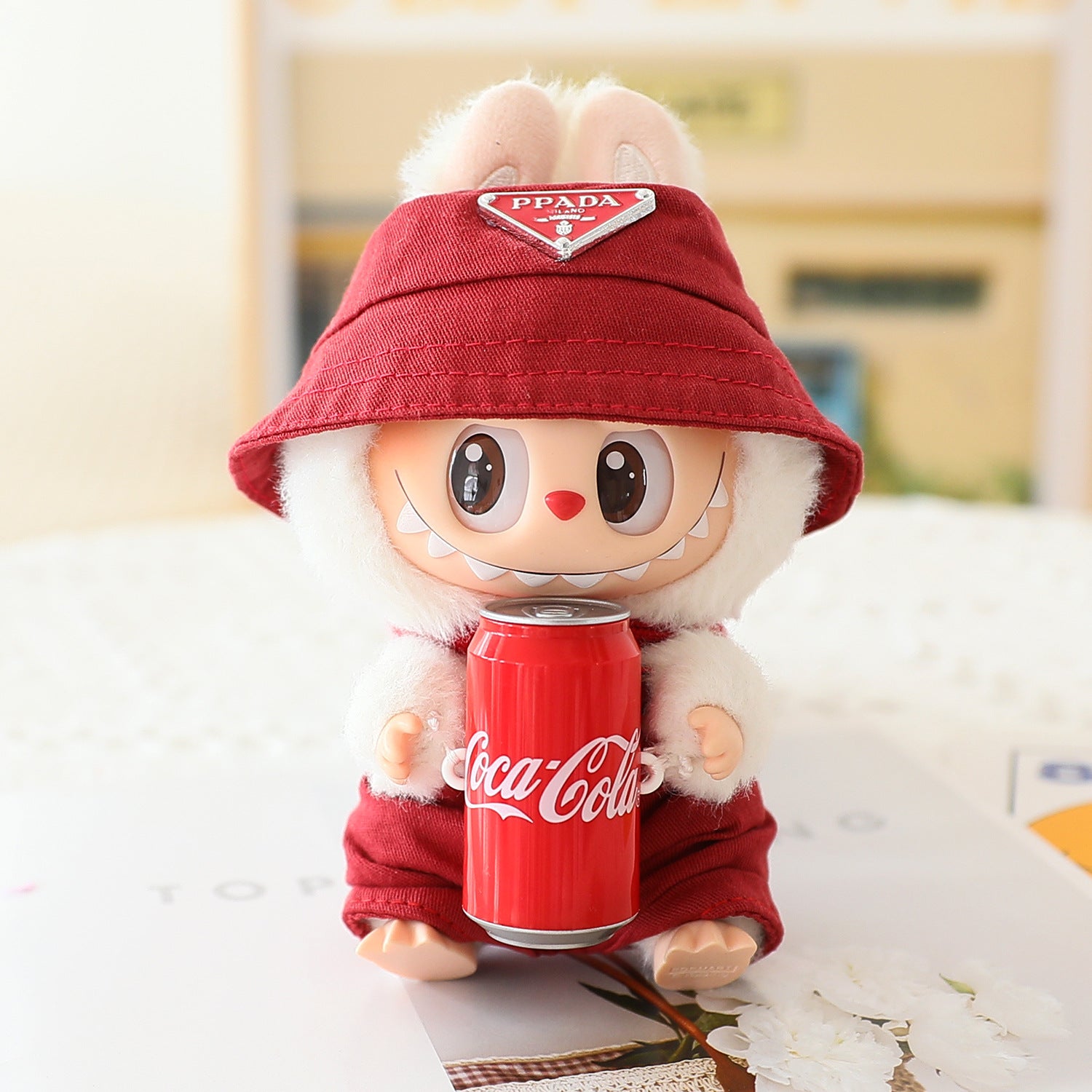 Clothes for Labubu (No Doll), 2-Piece Set Doll Clothes 15cm/17cm Doll Outfits Cute Accessories for Doll Includes Doll Hat+Bib Pants Clothes Set